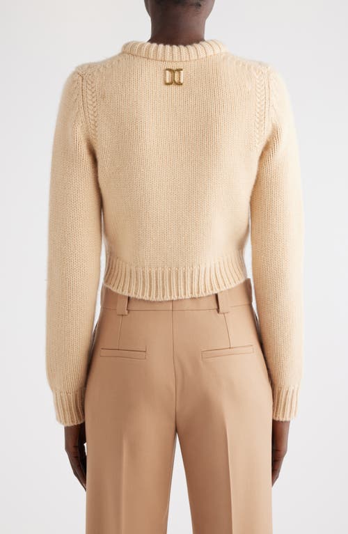 Shop Chloé Padded Crewneck Cashmere & Cotton Crop Sweater In Ultimate Nude