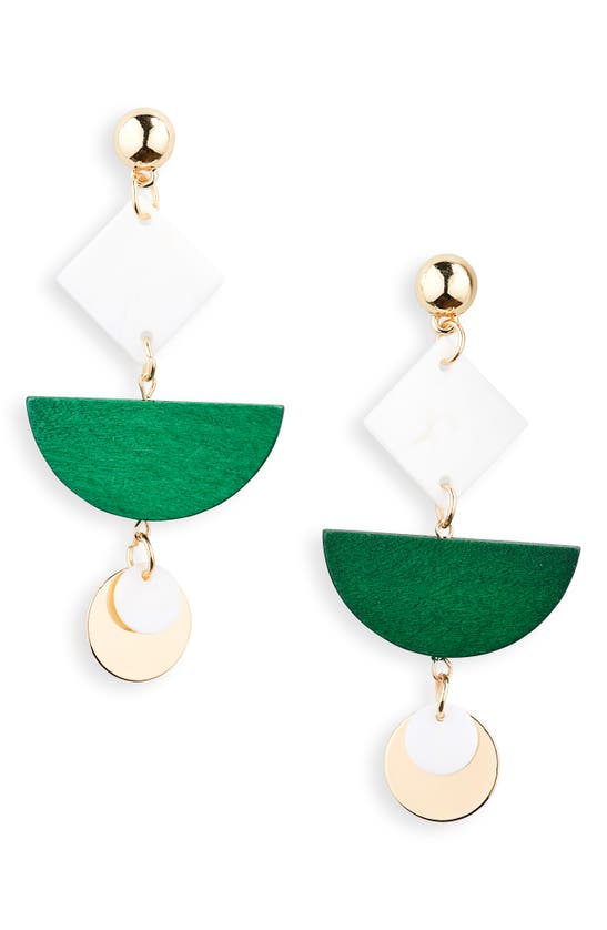 Tasha Resin & Wooden Drop Earrings In Gold