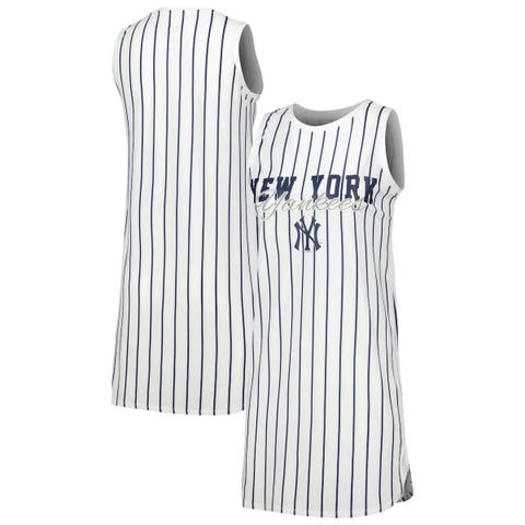 Women's Concepts Sport White New York Yankees Reel Pinstripe Knit Romper Size: Small