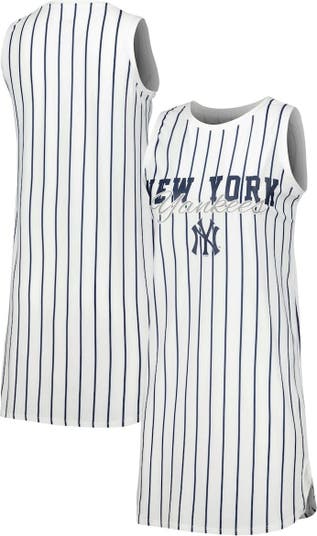 CONCEPTS SPORT Women's Concepts Sport White New York Yankees Reel Pinstripe  Knit Sleeveless Nightshirt