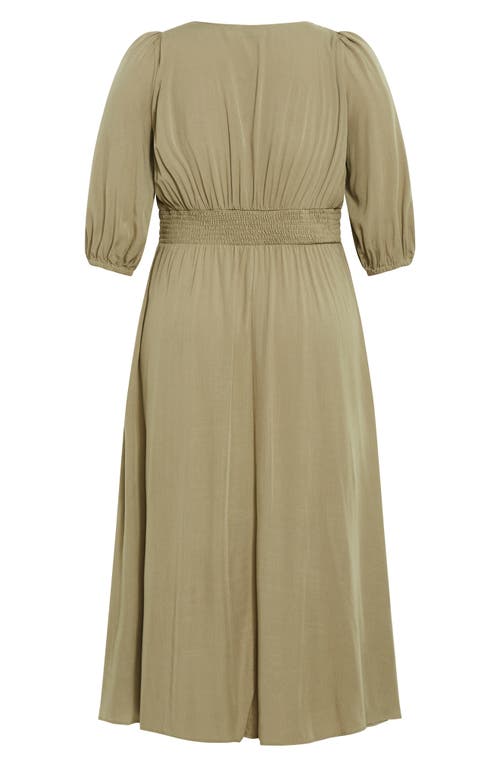 Shop City Chic Daydream Three-quarter Sleeve Maxi Dress In Olive