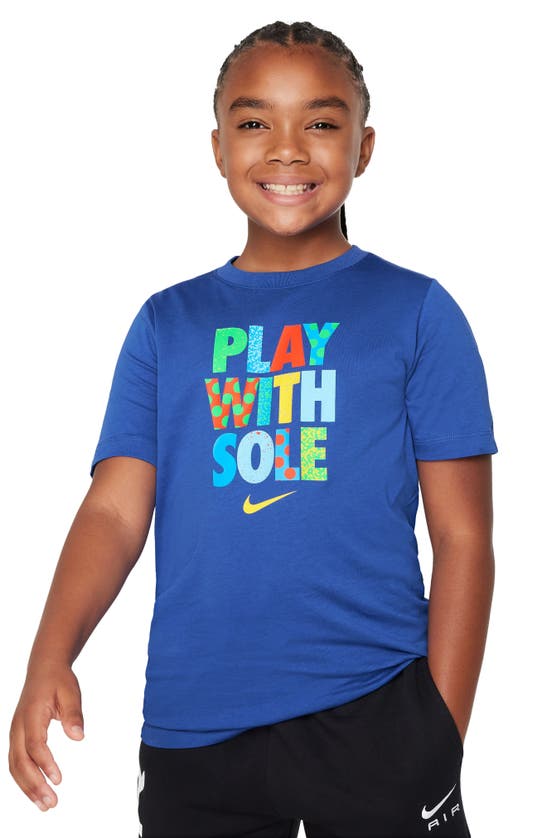 Shop Nike Kids' Play With Sole Graphic T-shirt In Game Royal