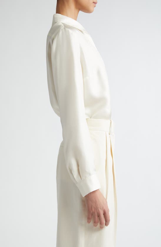 Shop Partow Lara Cotton Twill Button-up Shirt In Ivory
