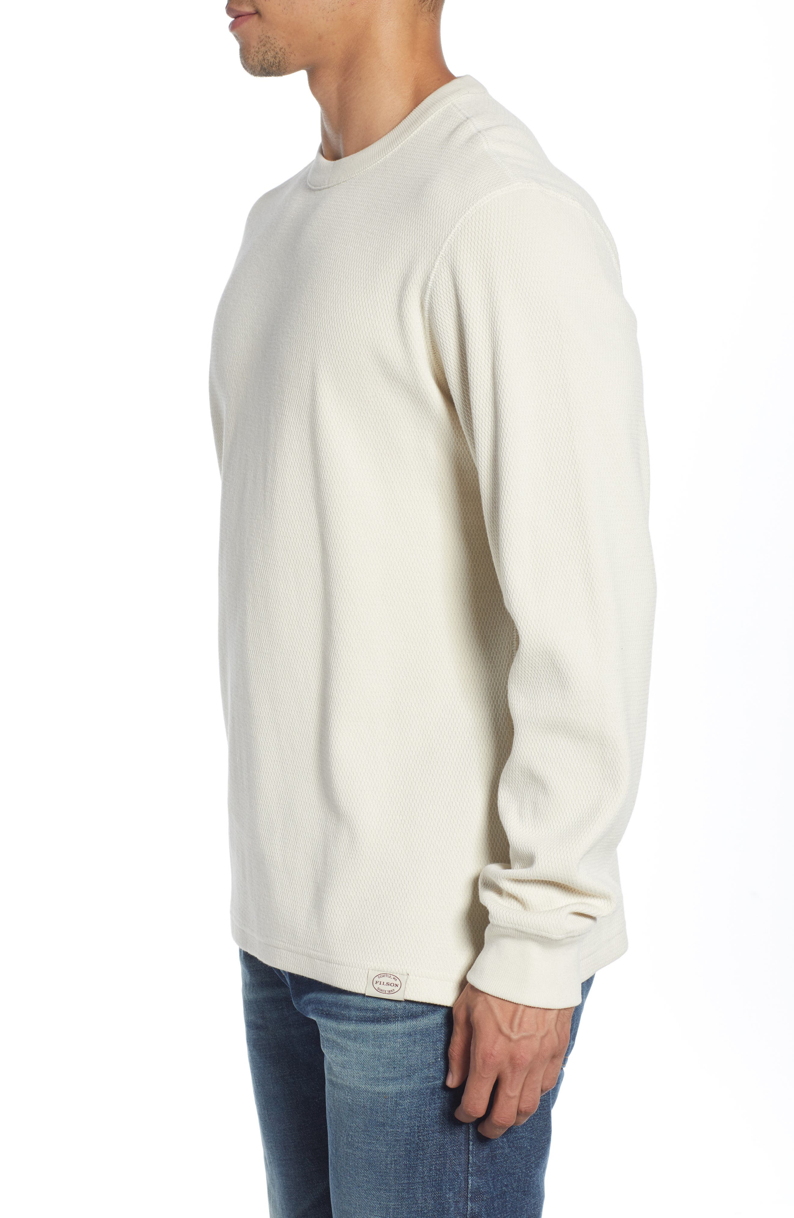 cotton thermal knit crewneck sweater