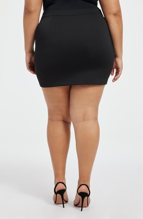 Good American Scuba Crystal Side Slit Mini Skirt In Black001