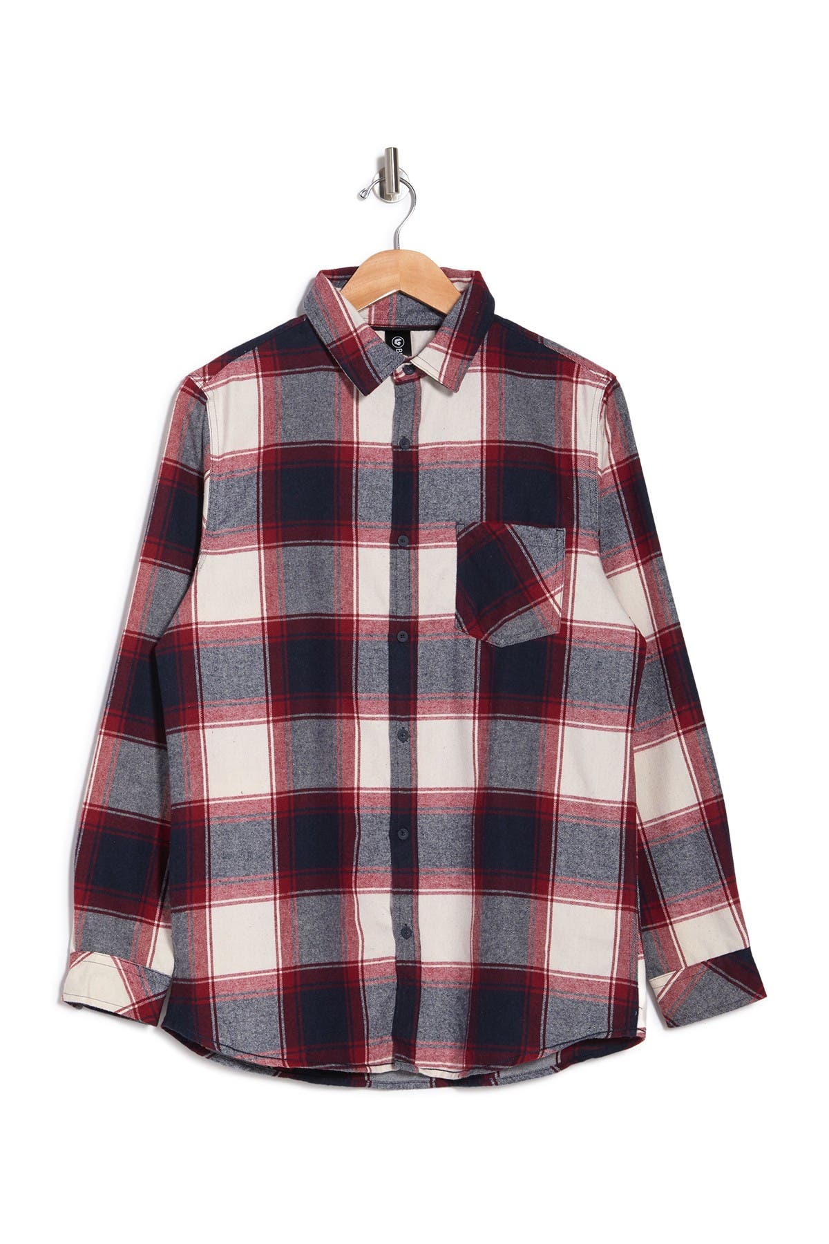 Burnside Plaid Flannel Shirt In Crimson/ecru