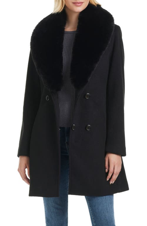 Shop Vince Camuto Wrap Coat With Removable Faux Fur Collar In Black