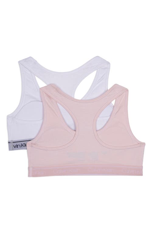 Shop Calvin Klein Kids' Assorted 2-pack Racerback Bras In Crystal Pink/white