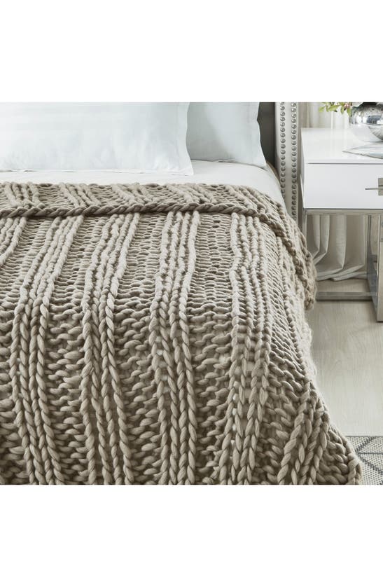 Shop Inspired Home Yolly Channel Knit Throw Blanket In Taupe
