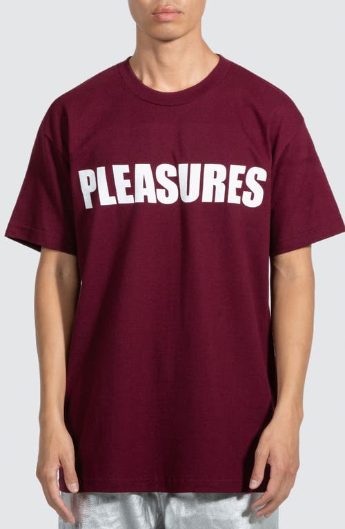 Shop Pleasures Security Cotton Graphic T-shirt In Burgundy