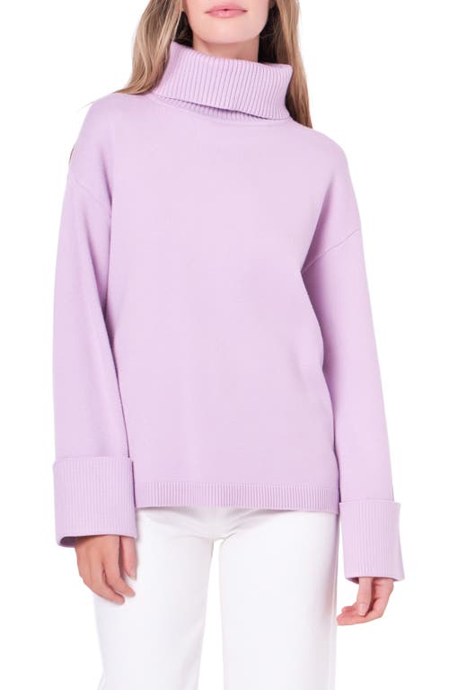 Shop English Factory Oversize Turtleneck Sweater In Lilac