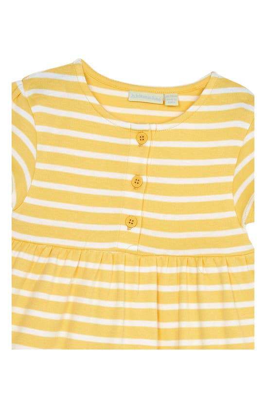 Shop Jojo Maman Bébé Bunny Appliqué Stripe Dress In Yellow