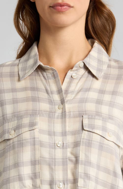 Shop Treasure & Bond Boxy Plaid Flannel Button-up Shirt In Ivory Dove Sophie Plaid