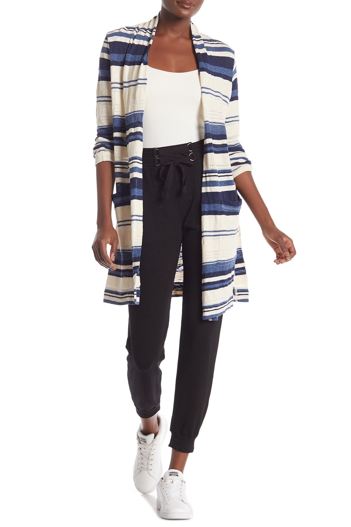 striped longline cardigan
