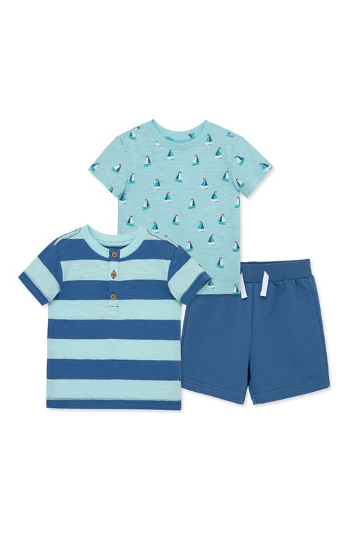 Little Me Sailboat T-shirts & Shorts 3-piece Set In Blue