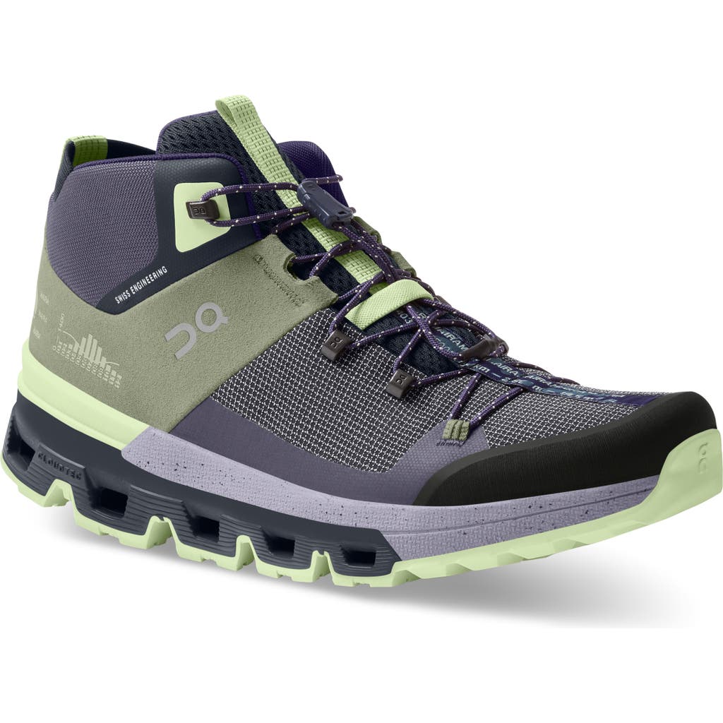 On Cloudtrax Water Repellent Hiking Shoe In Reseda/lavender