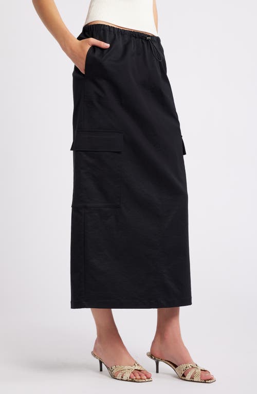 Shop Open Edit Drawcord Maxi Utility Cargo Skirt In Black