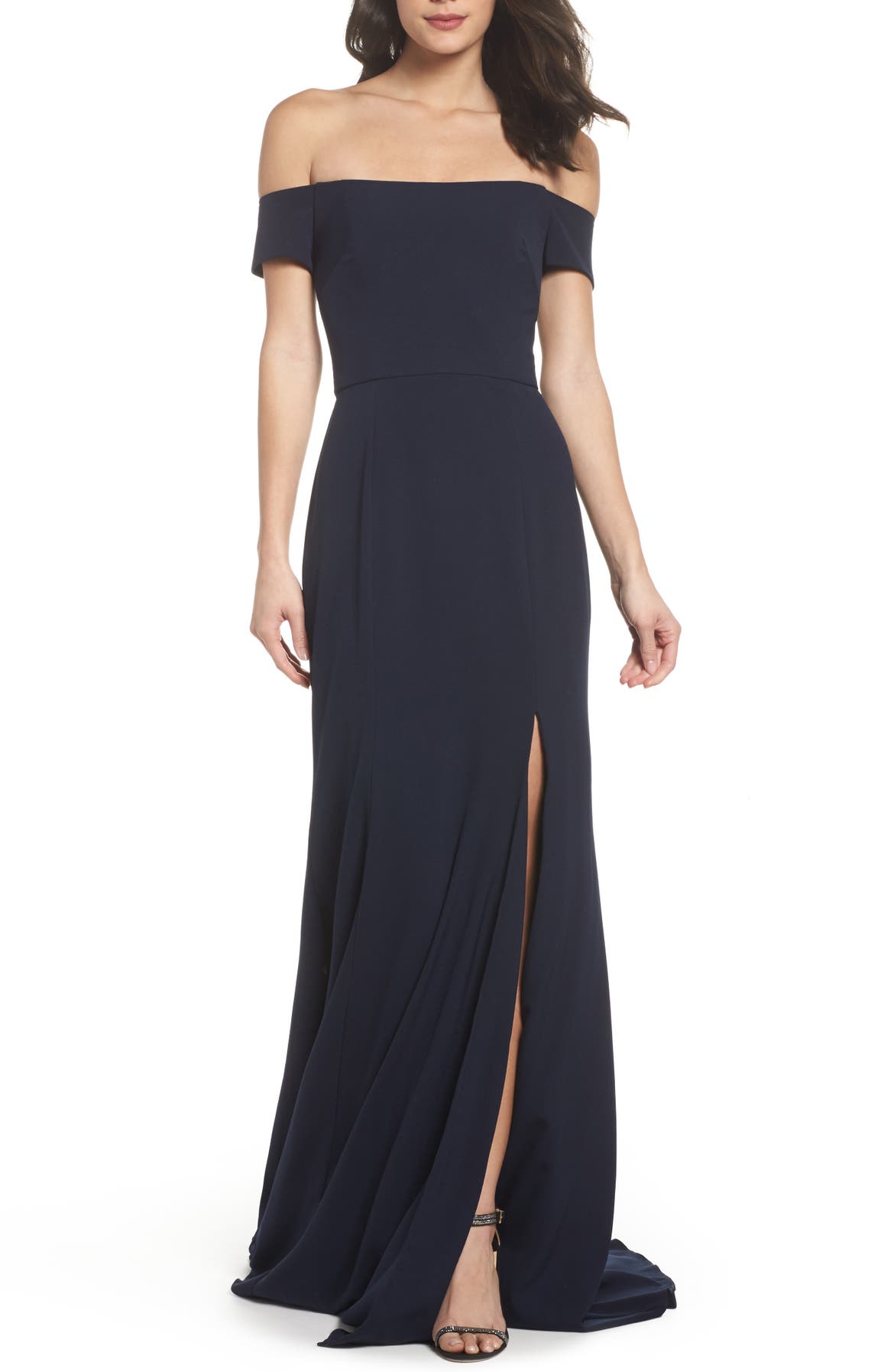 Amsale Off the Shoulder Crepe Gown | Nordstrom