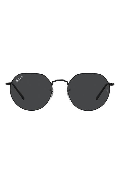 Ray-Ban 51mm Polarized Round Sunglasses in Black/Polarized Black at Nordstrom