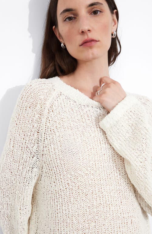 Shop & Other Stories Silk & Cotton Boxy Sweater In White Dusty Light