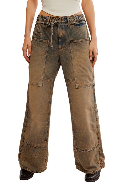 Shop Free People Curvy Outlaw Wide Leg Cargo Jeans In Memphis Mud