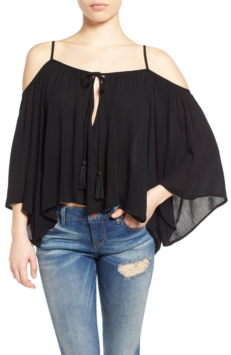 Sun & Shadow Cold Shoulder Bell Sleeve Top, Main, color, 