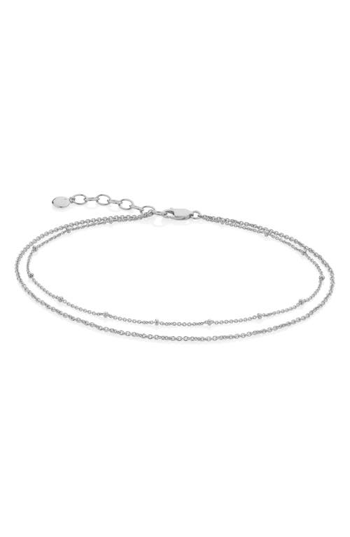 Monica Vinader Beaded Double Strand Anklet in Silver