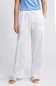 Caslon® Drawstring Straight Leg Linen Pants