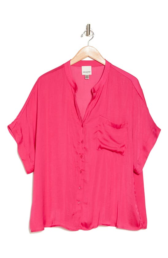 Shop Industry Republic Clothing Airflow Front Button Top In Rosa