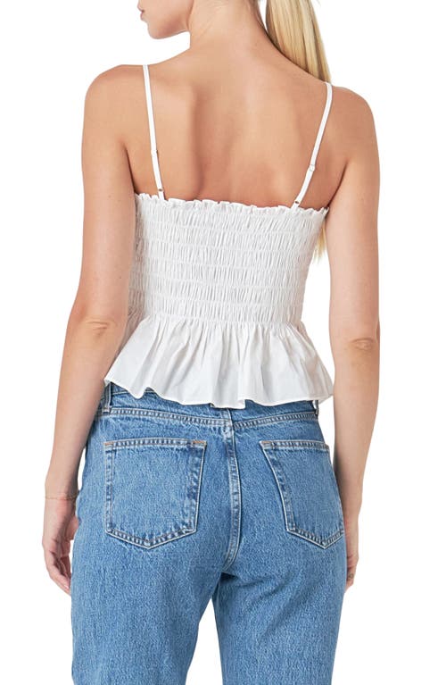 Endless Rose Bead Pleated Peplum Camisole In White