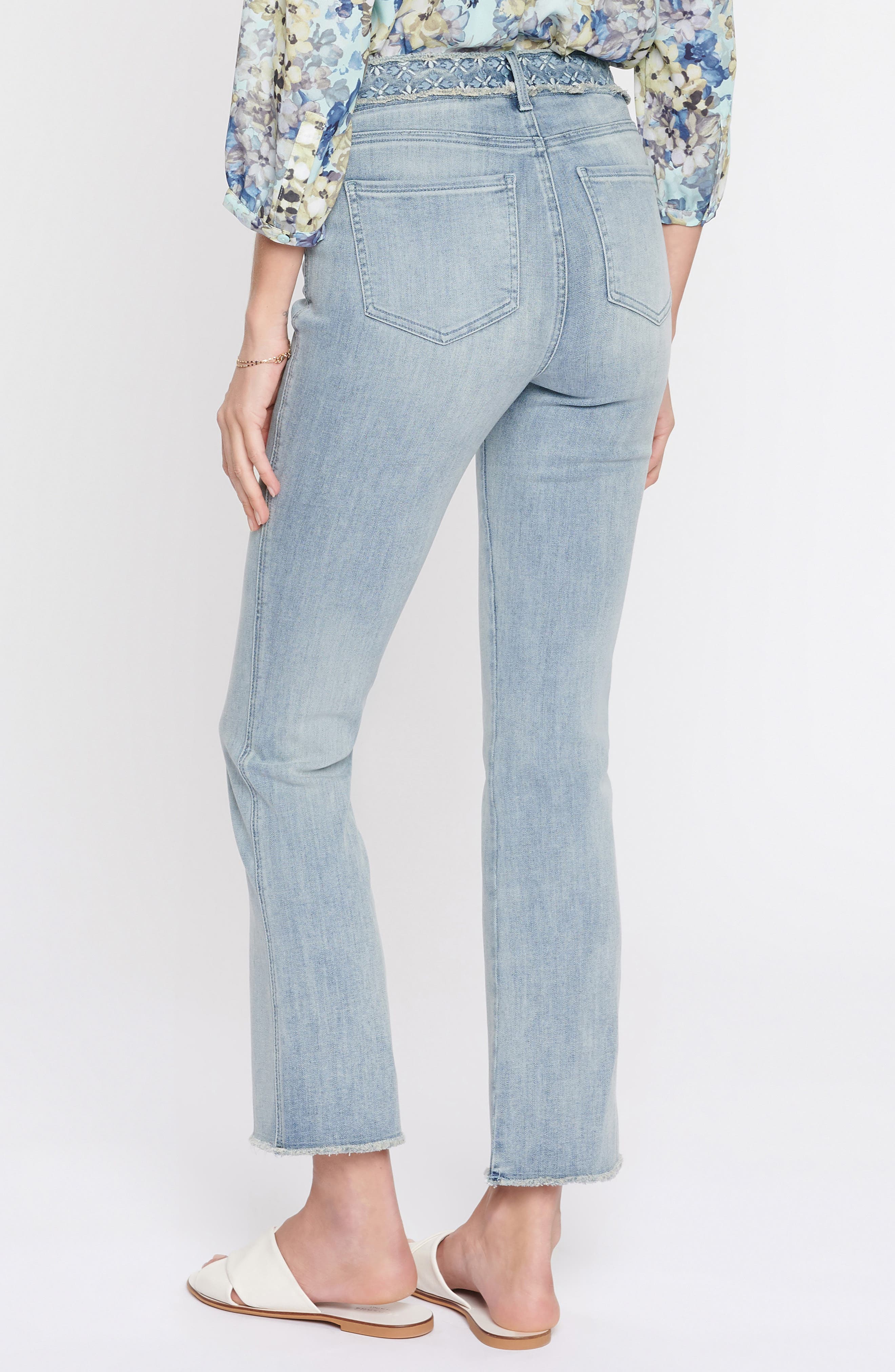 NYDJ Embroidered High Waist Frayed 