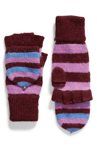 Click to view more detailed imagery on our partner's website Kate Spade Heritage Stripe Pop Top Mittens In Midnight Wine
