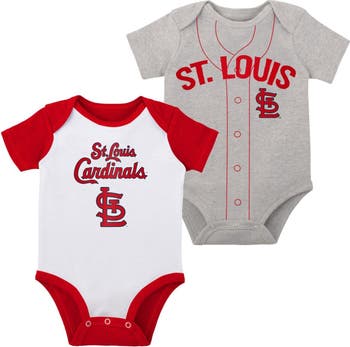 Outerstuff Newborn & Infant White/Heather Gray St. Louis Cardinals Little Slugger Two-Pack Bodysuit Set at Nordstrom, Size 3-6 M