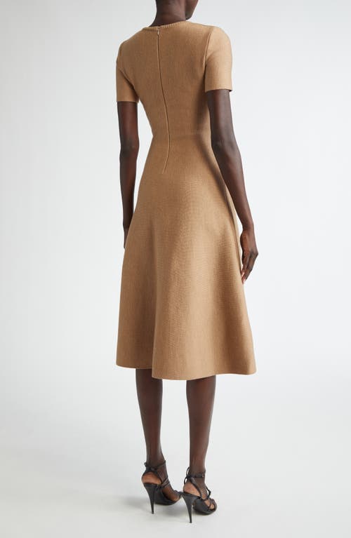 Shop Oscar De La Renta Virgin Wool Blend Sweater Dress In Cafe Au Lait