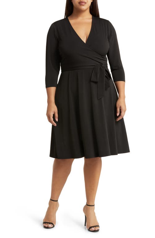 Perfect Faux Wrap Dress in Solid Black