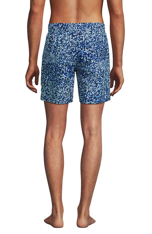 Shop Lands' End Active 7" Swim Trunks In Navy/turquoise Mosaic Dot