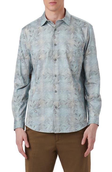 James OoohCotton® Leaf Print Button-Up Shirt
