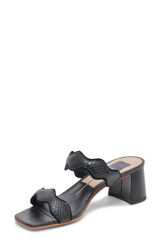 Shop Dolce Vita Ilva Mid Slide Sandal In Onyx Embossed Leather
