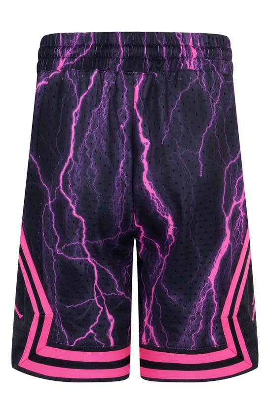 Shop Jordan Kids' Dri-fit Diamond Mesh Basketball Shorts In Black Hyper Pink