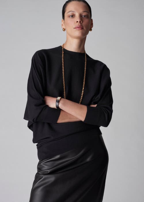 Co Asymmetric Dolman-sleeve Cashmere Knit Sweater In Black