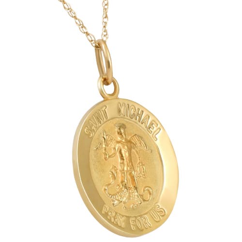 Bliss Diamond 14k Gold St. Michael Medal Pendant .5" Tall 1 Gram In Yellow Gold