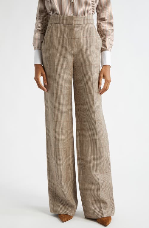 Shop Veronica Beard Tonelli Windowpane Plaid Linen & Cotton Pants In Ecru/ochre