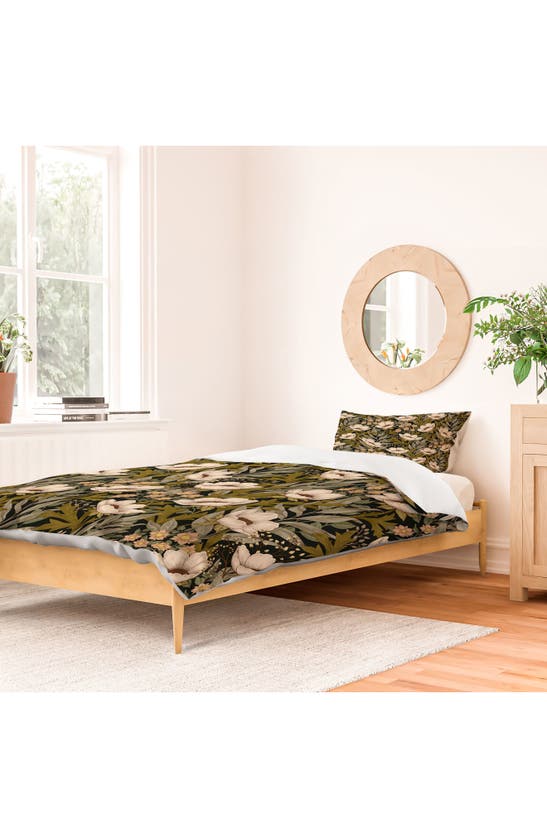 Deny Designs Floral Meadow Spring Green Duvet Cover & Shams Set In Green