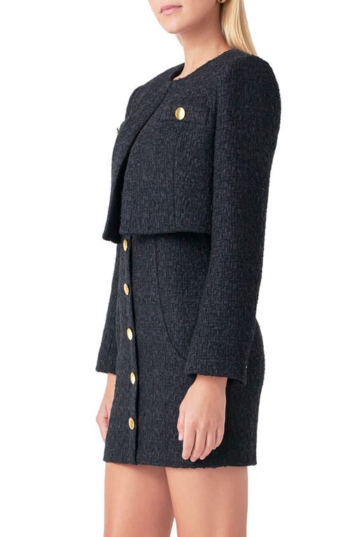 Shop Endless Rose Crop Tweed Jacket In Black