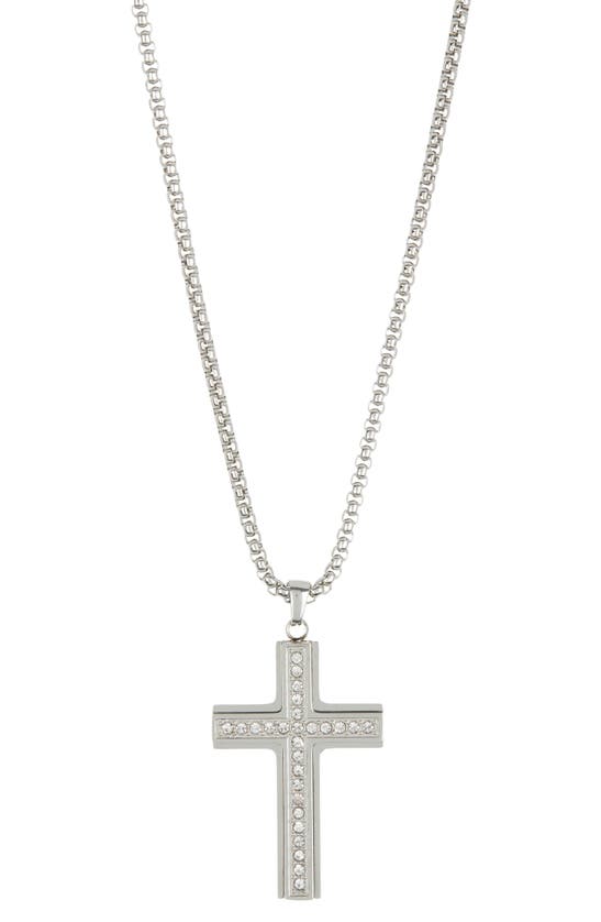 Shop American Exchange Crystal Cross Pendant Necklace In Silver