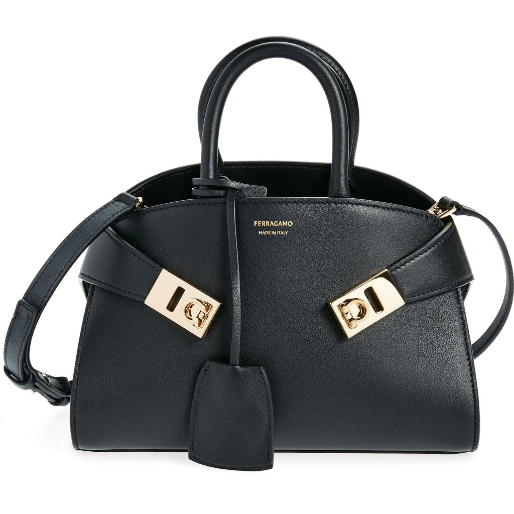 Ferragamo Hug Mini Black Bag In Black