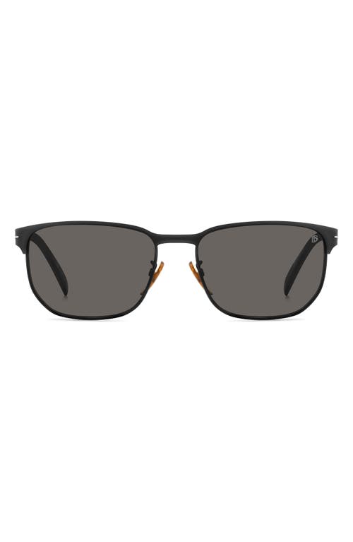 David Beckham Eyewear 59mm Rectangular Sunglasses in Matte Black Silver at Nordstrom