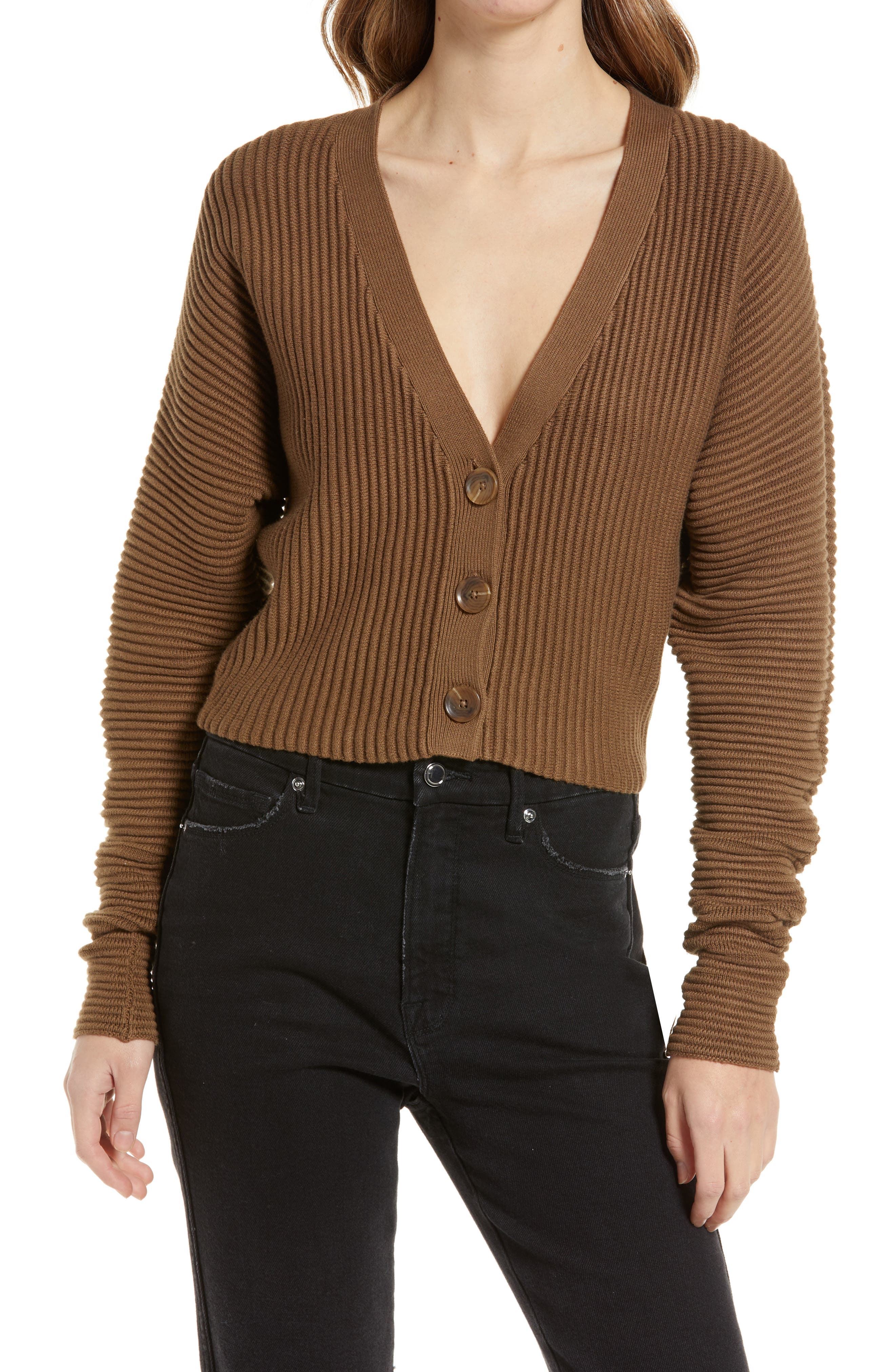 brown cardigan with buttons