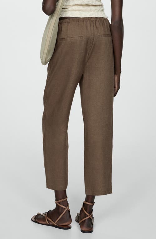 Mango Linen Jogger Trousers Medium Brown In Medium Brown