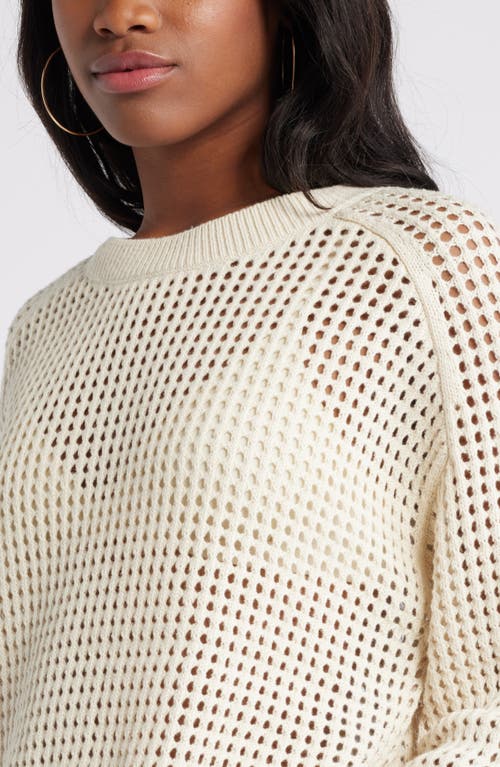 Shop Bp. Open Stitch Cotton Sweater In Ivory Dove